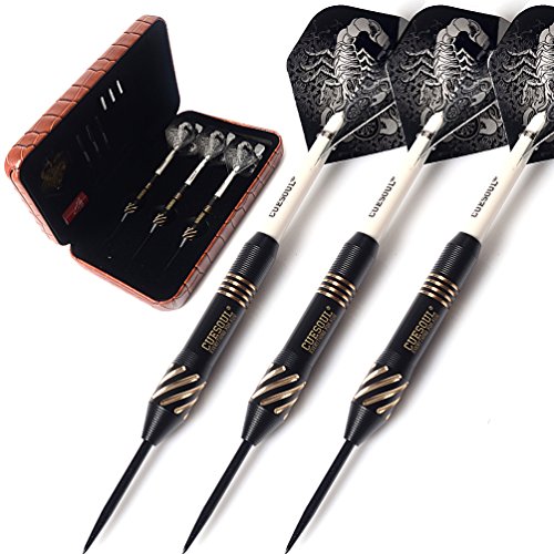 CUESOUL Black Scorpion Steel Tip Dart Set-24 grams with Deluxe PU